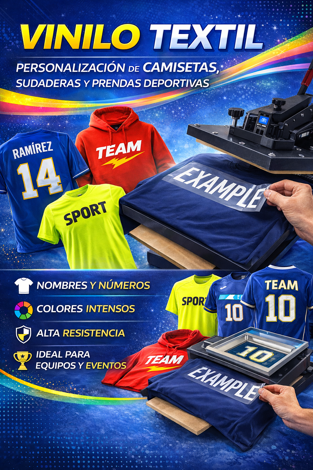 Personalización con vinilo textil para camisetas, sudaderas y ropa laboral